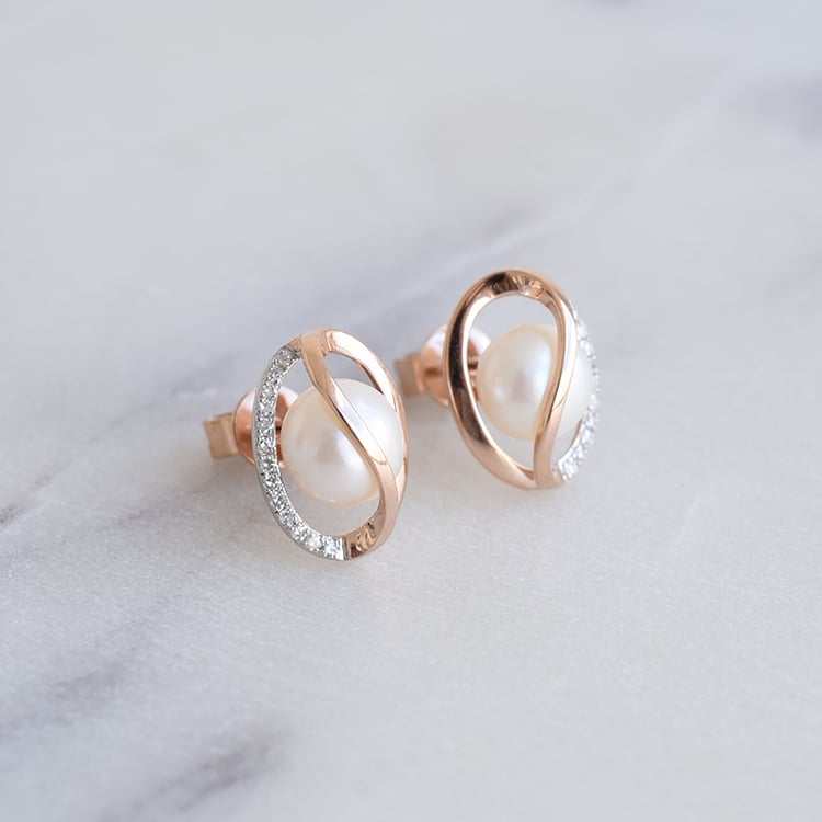 Zlaté perlové náušnice s diamantmi 86931