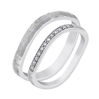 Zlaté tepané svadobné obrúčky s diamantmi Sanders