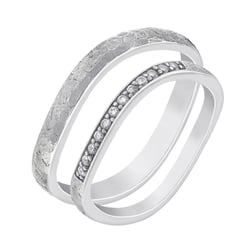 Zlaté tepané svadobné obrúčky s diamantmi Sanders