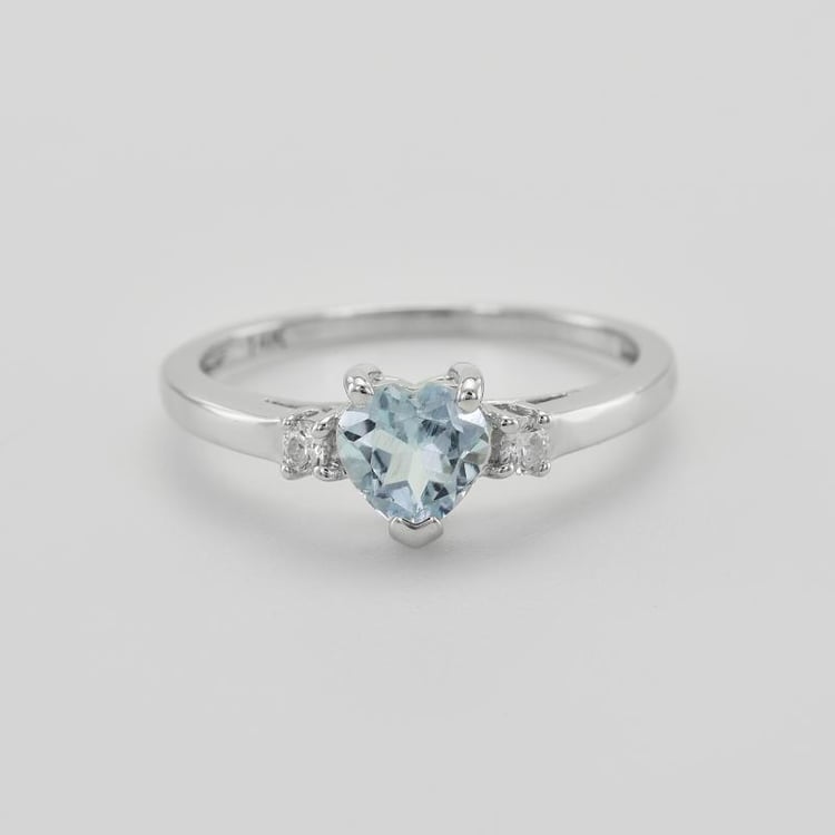 Akvamarínové srdce v zlatom prsteni s diamantmi 42772