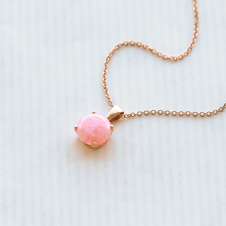 Zlatý prívesok s ružovým opálom Ninna 119575