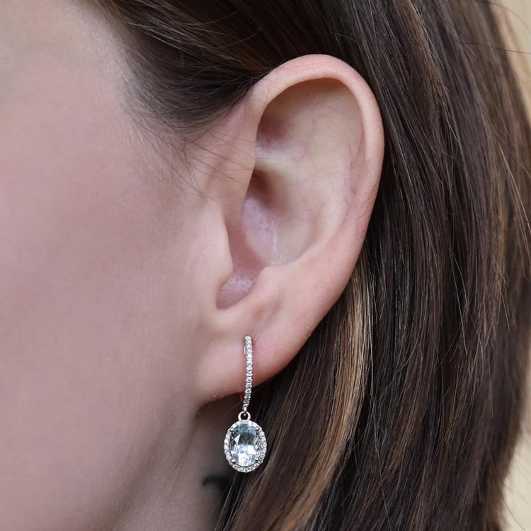 Zlaté náušnice s akvamarínom 3703