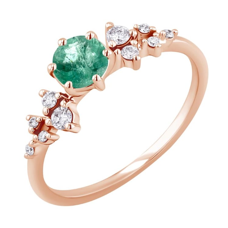 Zásnubný prsteň so smaragdom a diamantmi Olha 151102