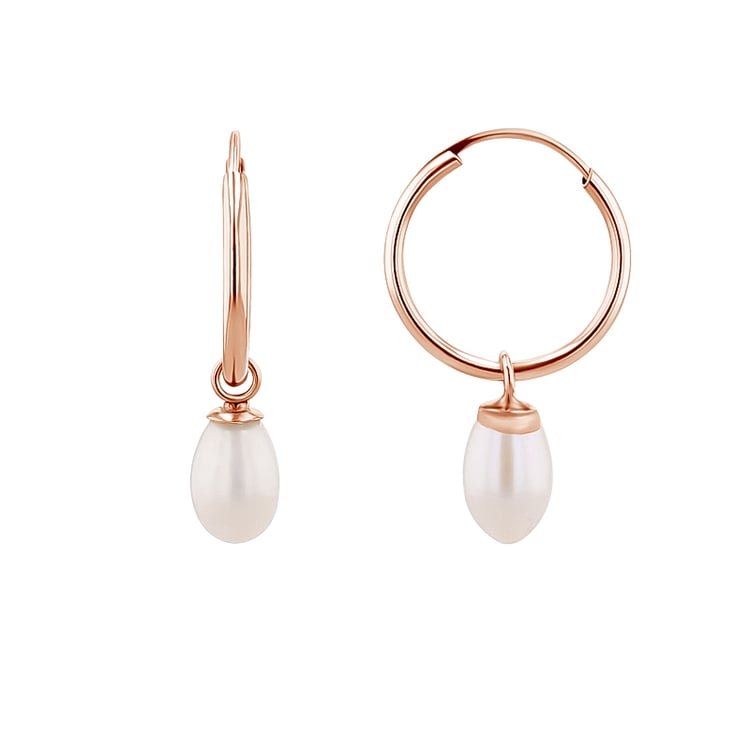 Zlaté visiace náušnice s bielymi perlami Cathy 123970