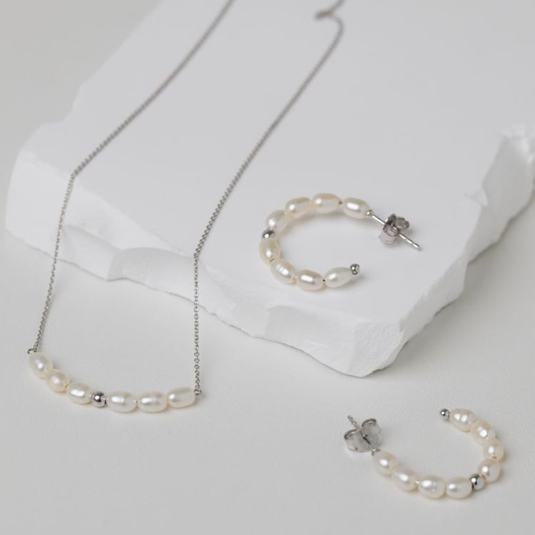Kolekcia strieborných šperkov s perlami 164079