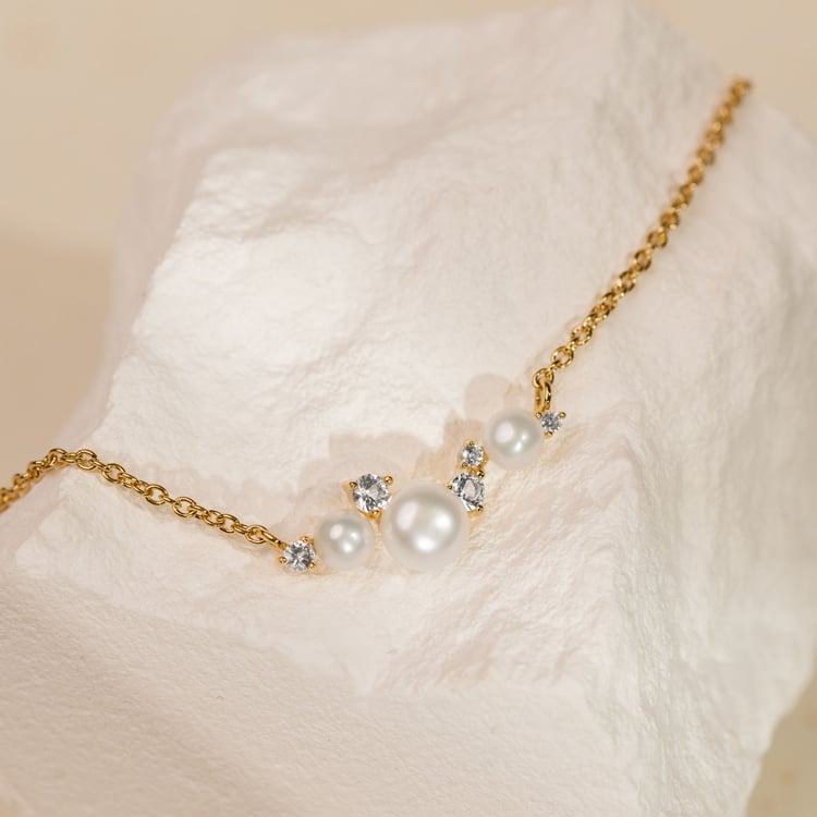 Strieborný perlový náhrdelník s bielymi topásmi Tahira 163951