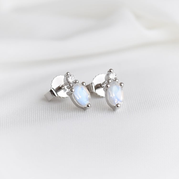 Náušnice s mesačnými kamenmi a diamantmi 90407