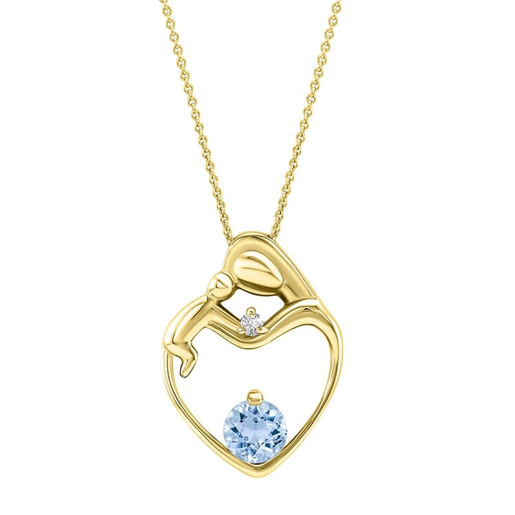 Akvamarínový prívěsok matka a dieťa s diamantom Ella 108845