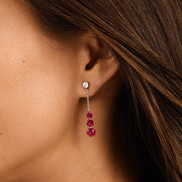 Strieborné náušnice s rubíny Vasia 162682