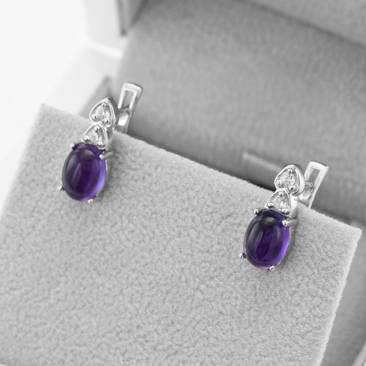 Náušnice s ametystmi a zirkónmi 49319