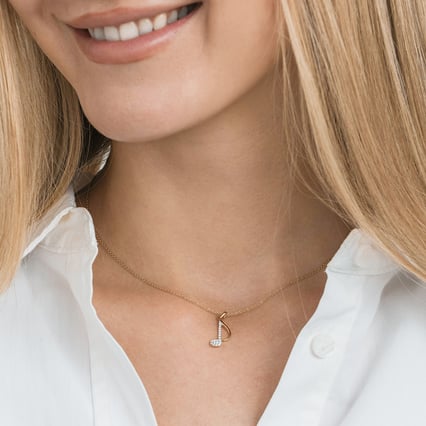 Zlatý prívesok s lab-grown diamantom v tvare noty Bety