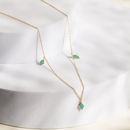 Zlatý náhrdelník s brazílskymi smaragdy Elmie