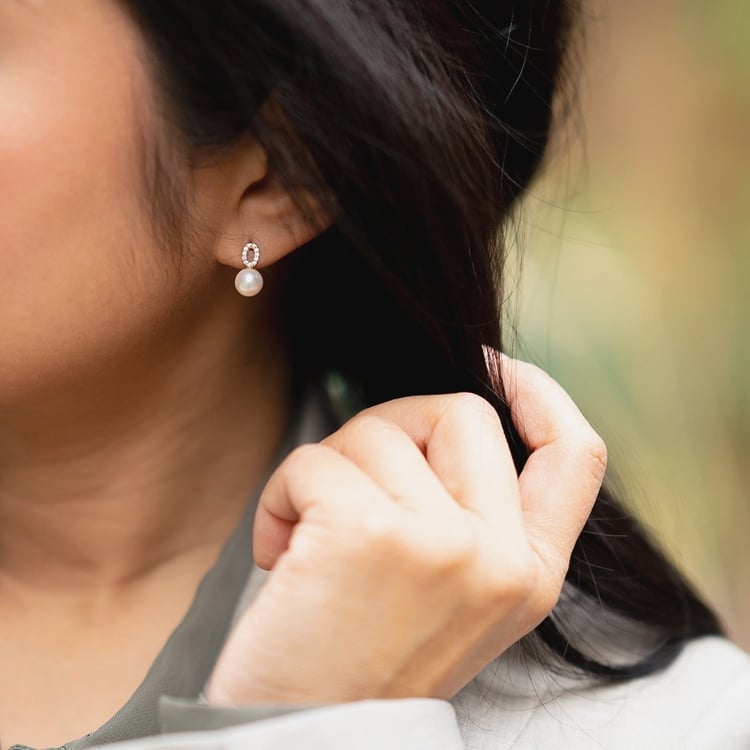 Zlaté perlové náušnice so zirkónmi Lemoine 106992