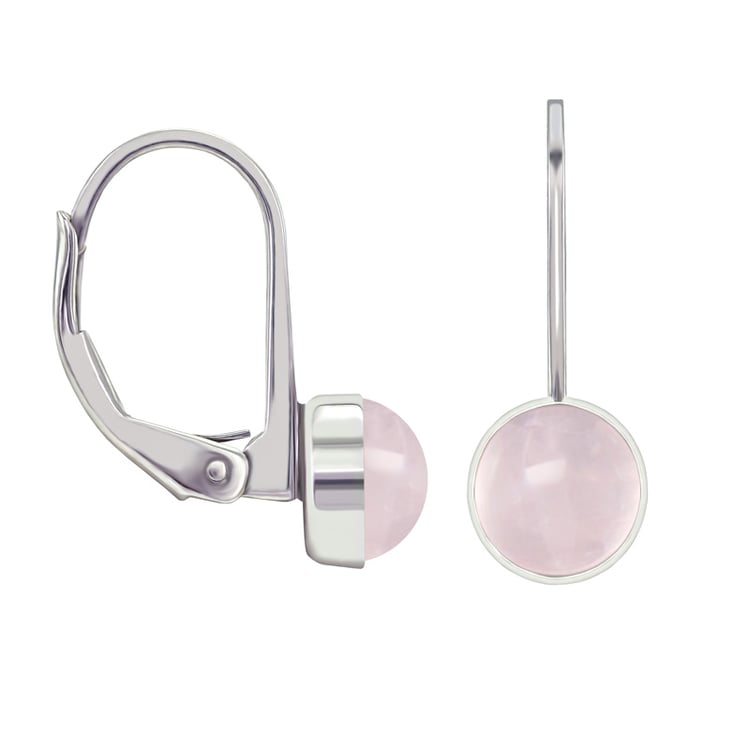 Rose quartz v strieborných visiacich náušniciach Kefnia 36006