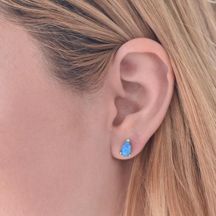 Strieborné náušnice s modrými opálmi 18311