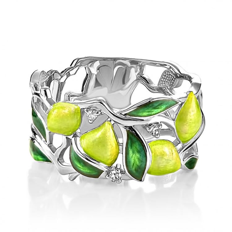 Strieborný prsteň s enamelom 42651