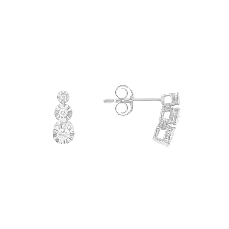 Minimalistické náušnice s diamantmi z bieleho zlata 85672