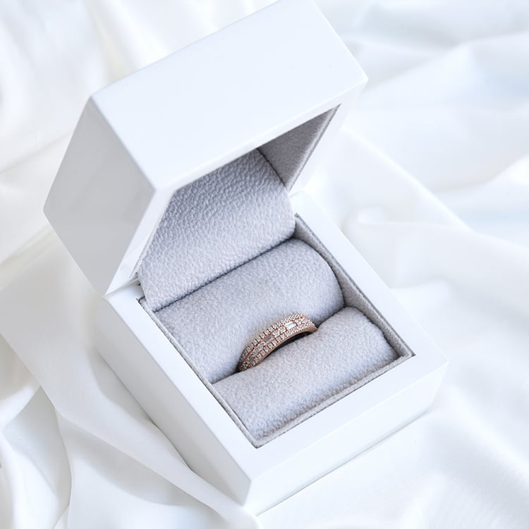 Half eternity prsteň z ružového zlata 85319