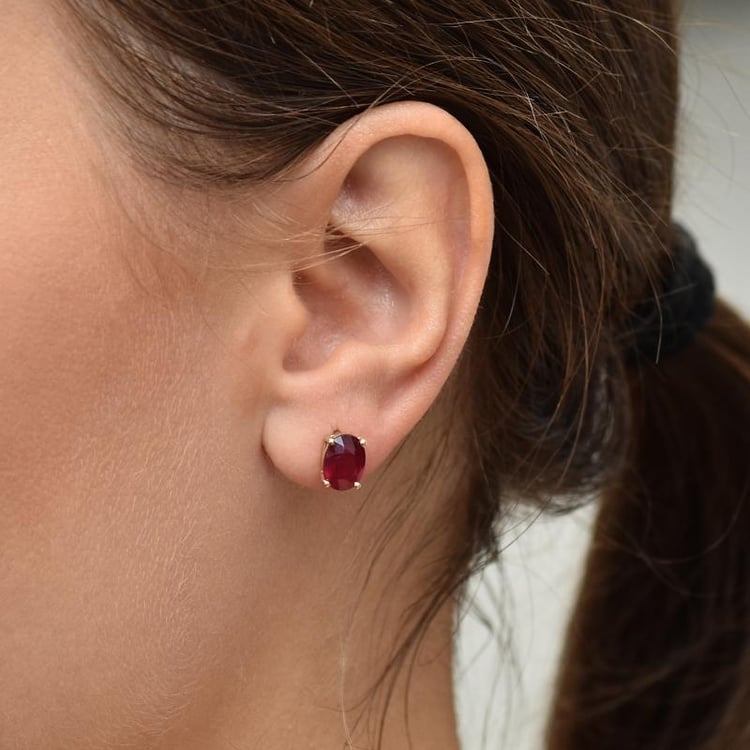 Zlaté náušnice s rubínmi 34885