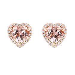 Zlaté náušnice s morganitmi a diamantmi Placy