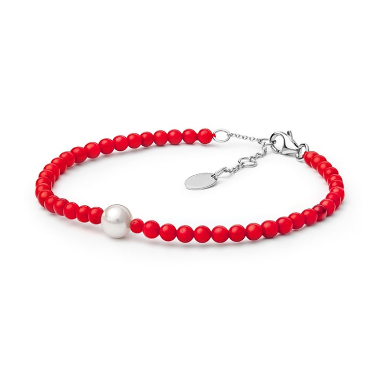 Koralová strieborná kolekcia šperkov s perlou Carroll 108717