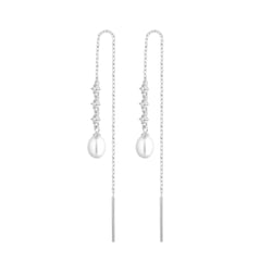 Visiace perlové náušnice so zirkónmi Elgie