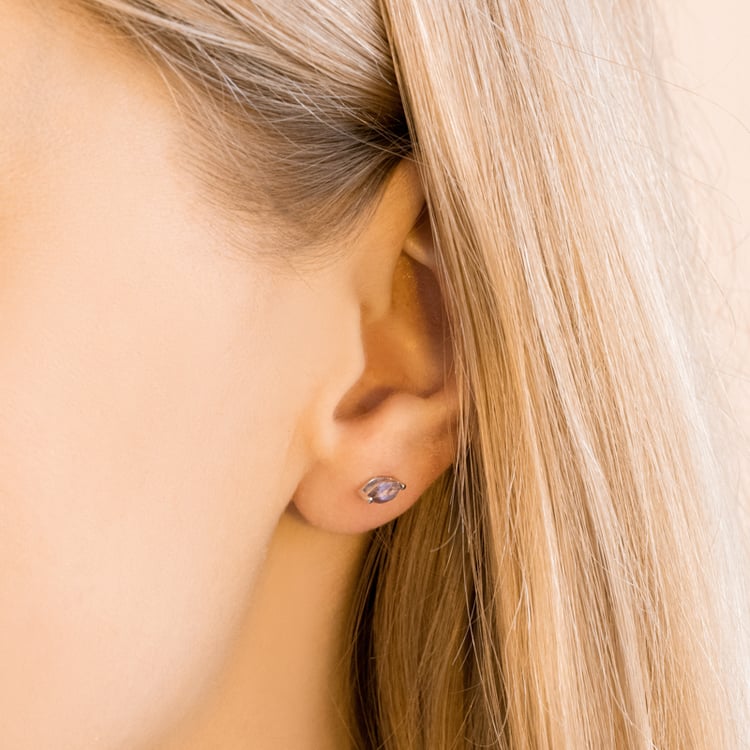 Minimalistické strieborné náušnice s ružovými ametystmi Sistine 101050