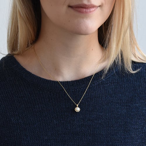 Zlatý perlový set náušnic a náhrdelníku s diamantmi Ladasha