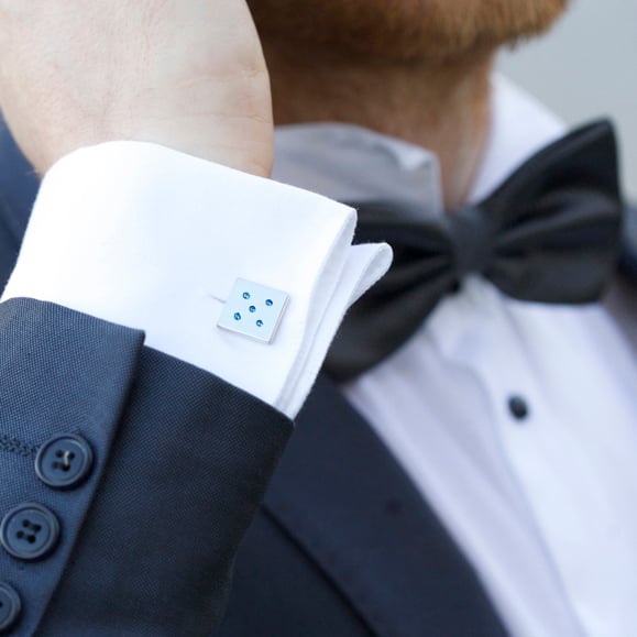 Zlaté manžetové gombíky s modrými diamantmi 60489