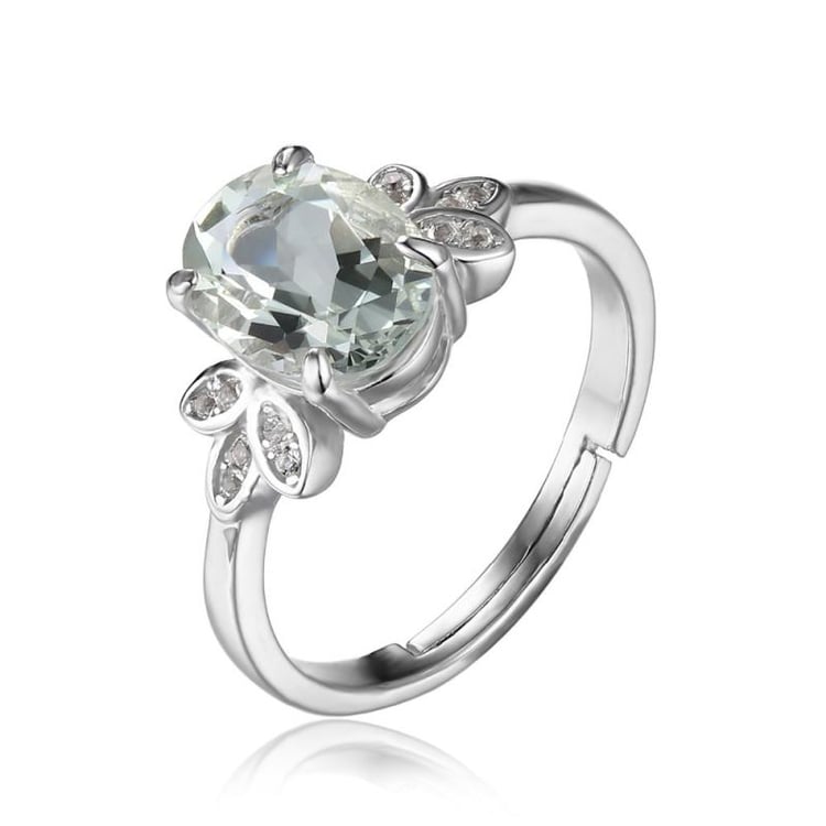 Strieborný prsteň s ametystom a zirkónmi Hady