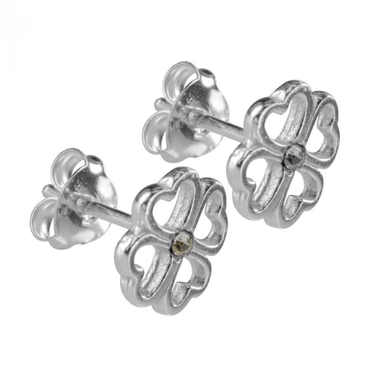 Strieborné náušnice v tvare štvorlístka Elke