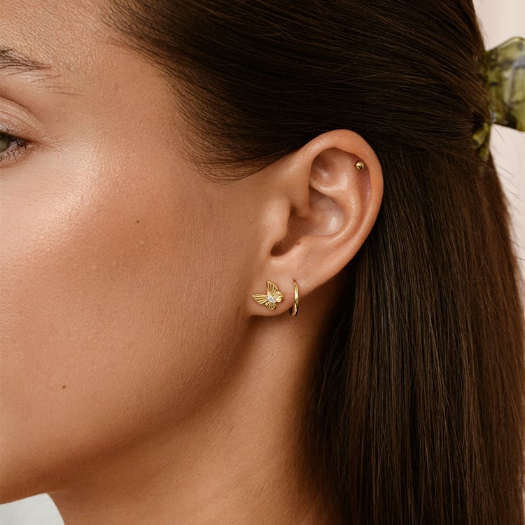 Zlaté náušnice v tvare motýľa s lab-grown diamantmi Anna 161399