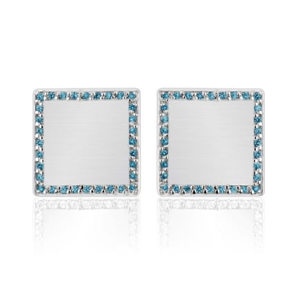 Strieborné manžetové gombíky s modrými diamantmi Baine