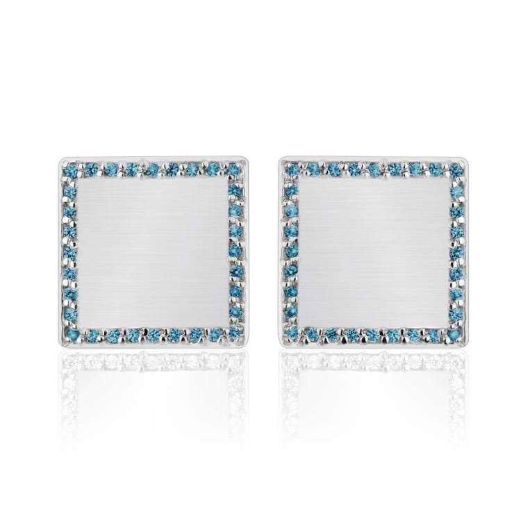 Strieborné manžetové gombíky s modrými diamantmi 9013