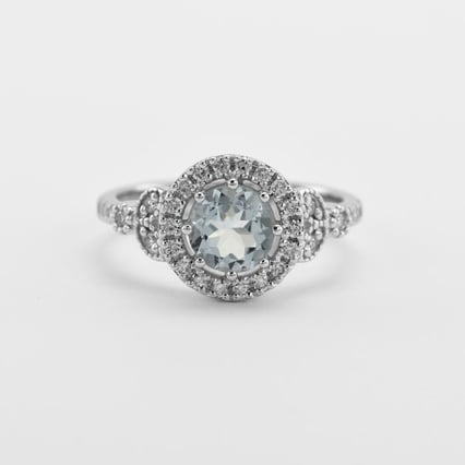 Zlatý prsteň s akvamarínom a diamantmi Heleno