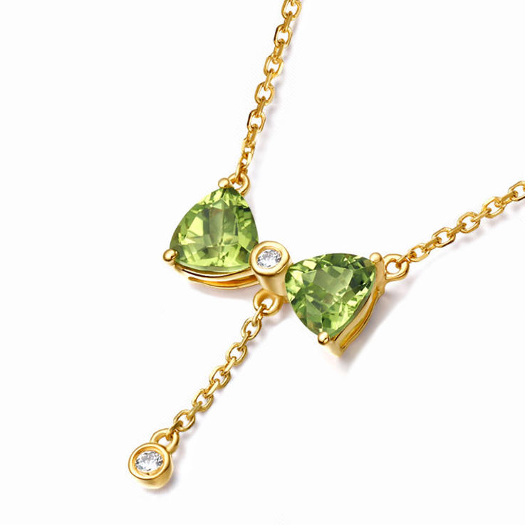 Zlatý náhrdelník s olivínmi 9812