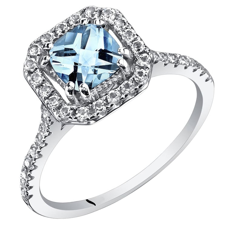 Akvamarín v zlatom prsteni s bielymi topásmi Taichi