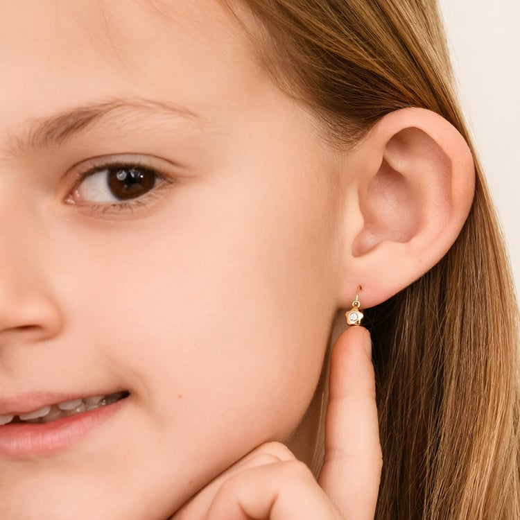 Zlaté detské náušnice s kvetinkou Lily 164344