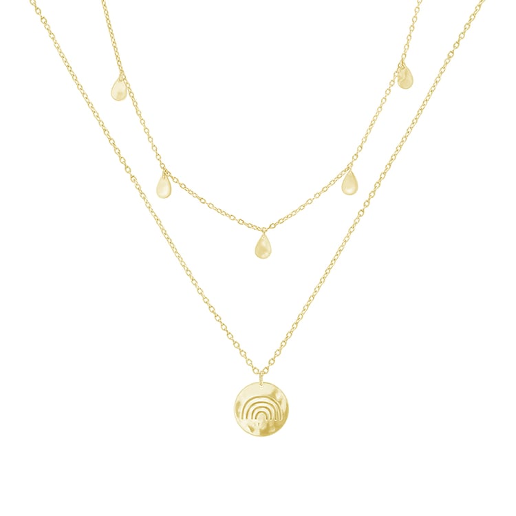 Set strieborného prívesku a náhrdelníka s kvapkami a dúhou A Cup Of Style 82132