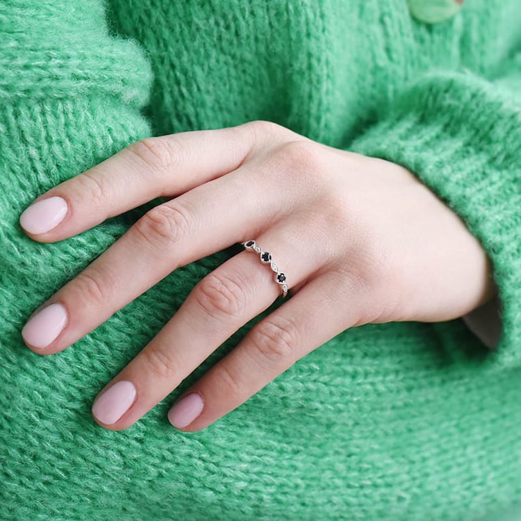 Prsteň so zafírmi a zirkónmi 91894