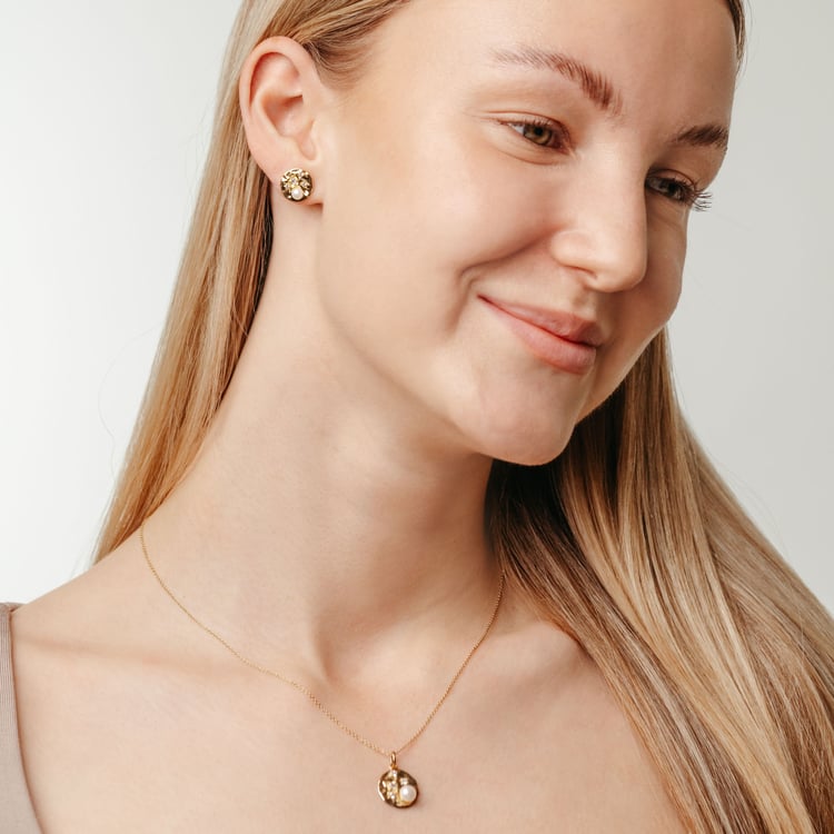 Kolekcia strieborných šperkov s perlami a bielymi topásmi Darleen 163975