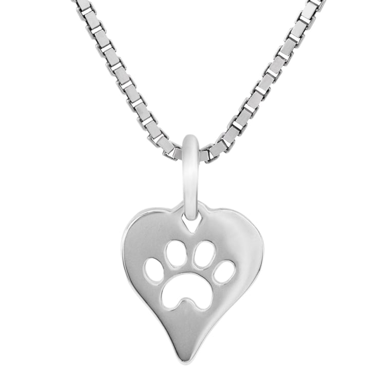 Strieborný náhrdelník s labkou v srdiečku 