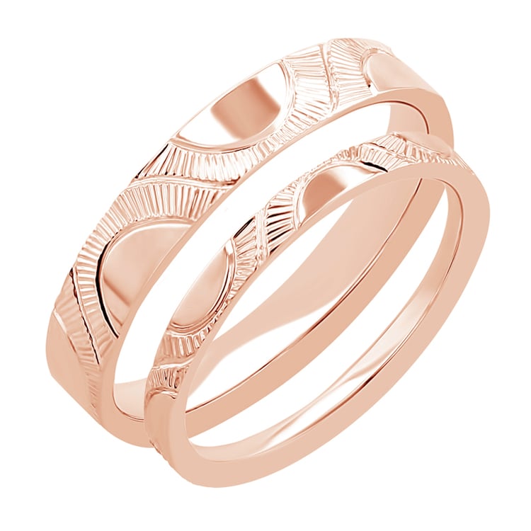 Svadobné obrúčky s ručnou rytinou slnka Villa 116426