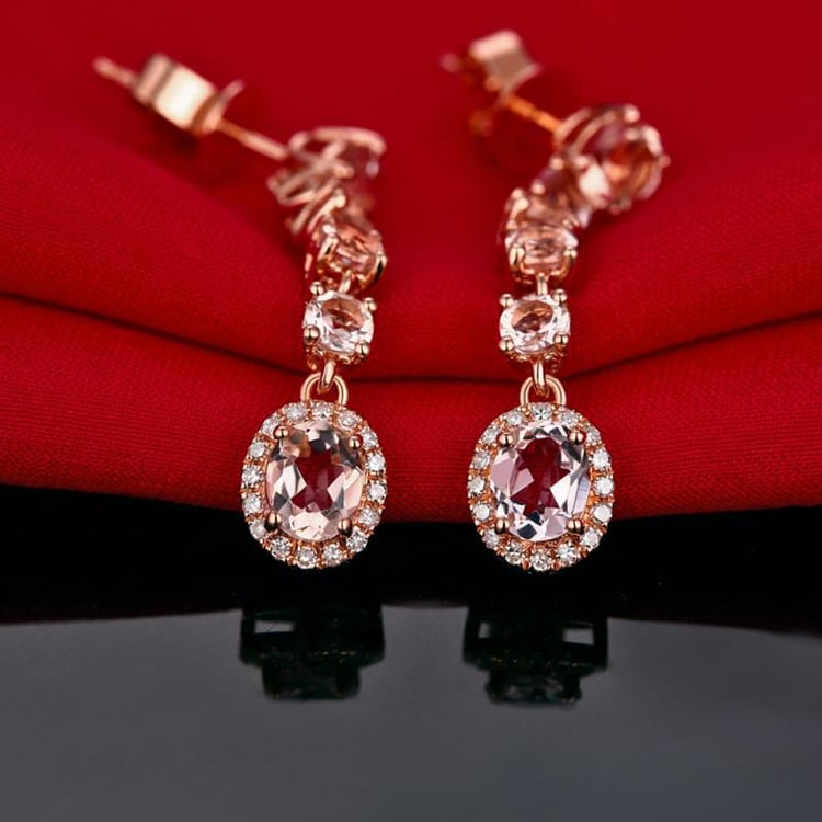 Zlaté morganitové náušnice 16812