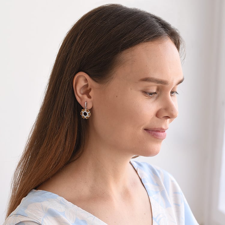 Strieborné náušnice plné citrínov 69132