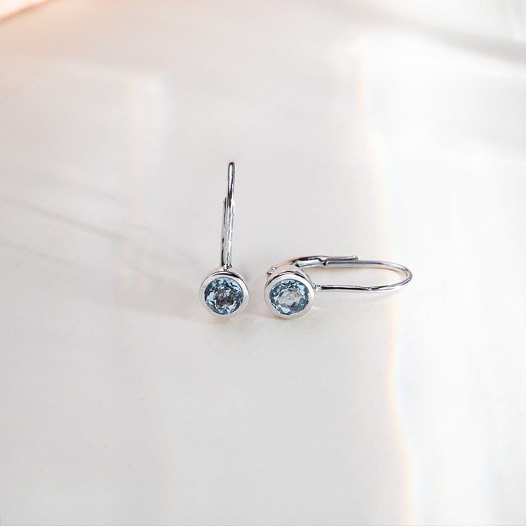 Zlaté visiace náušnice s akvamarínmi Christabel 152003