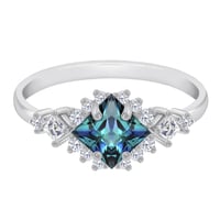 Zásnubný prsteň s princess alexandritom a moissanitmi Nairne