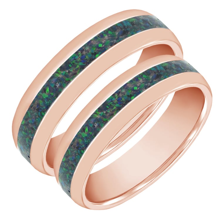 Elegantné svadobné obrúčky s čiernou opálovou výplňou 63200