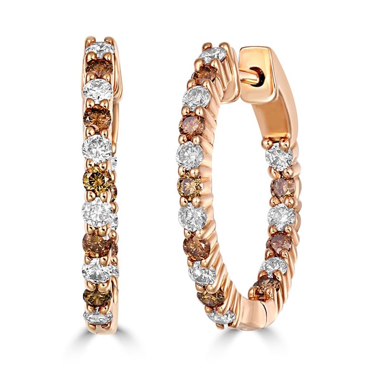 Zlaté náušnice s bielymi a champagne diamantmi Primavera