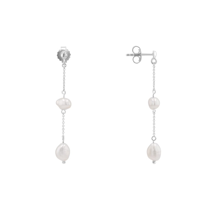 Strieborné visiace náušnice s perlami Pouly 163881